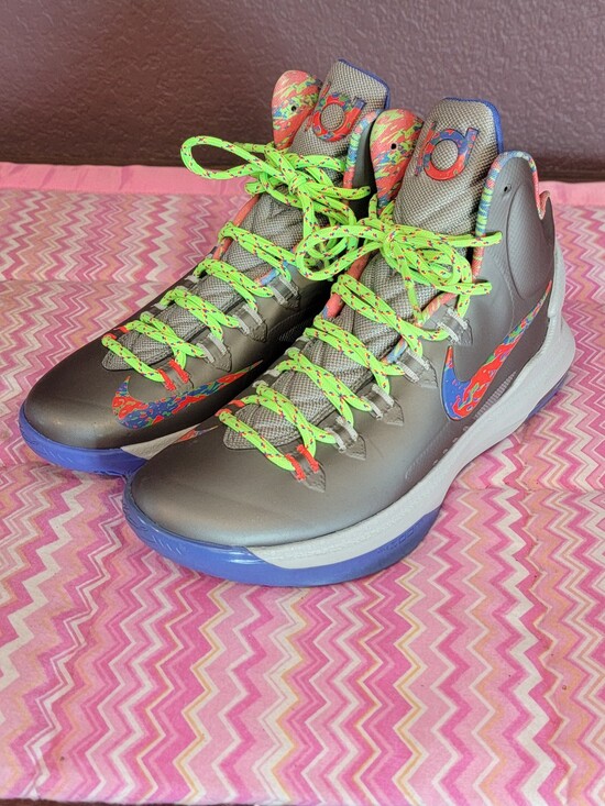 Nike KD V 5 Splatter Basketball Shoes Men\'s Size 8 Gray Multi-Color 554988-007 main image 4